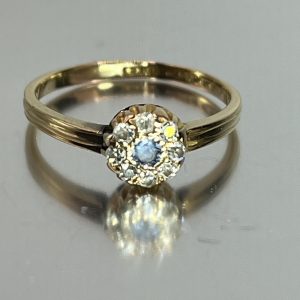 18ct Gold Topaz Diamond Cluster Ring Hallmark UK Size L PreOwned