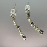 9ct Gold Blue Topaz Dangle Drop Earrings Pierced Ears Pre Owned