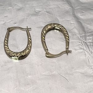 9ct Gold Hoop Earrings Hinge Closure Pre Owned Pierced Ears