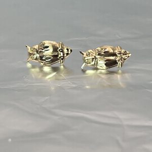 9ct Yellow Gold Small Owl Stud Earrings Pierced Ears Pre Owned