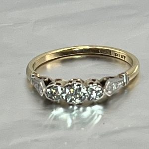 18ct Yellow Gold 3 Diamond Engagement Stacking Ring UK Size N Pre Owned