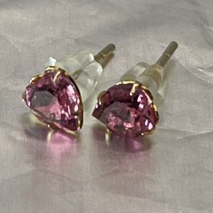 9ct Gold Pink Topaz Stud Earrings Hallmark Pierced Ears Pre Owned