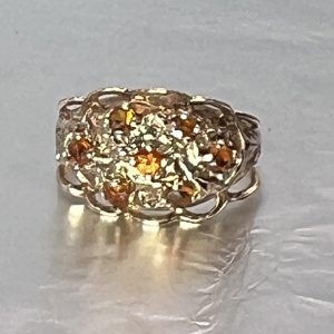 9ct Gold Orange Sapphire Ring Hallmark UK Size M1/2 Pre Owned