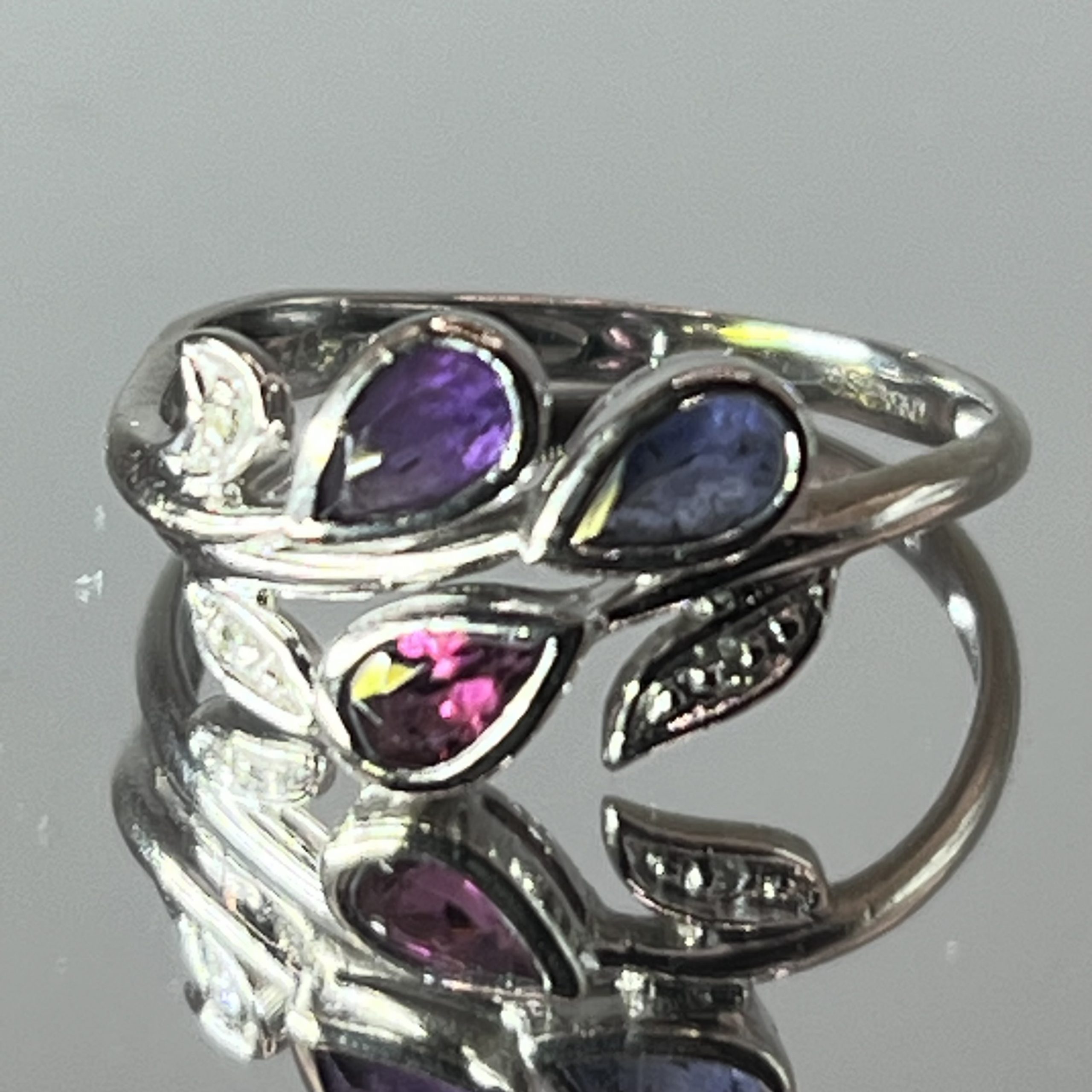 9ct White Gold Amethyst Diamond Ring Pre Owned UK Size O