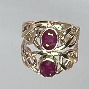 9ct Yellow Gold Chunky Ruby Solitaire Ring Pre Owned UK Size N