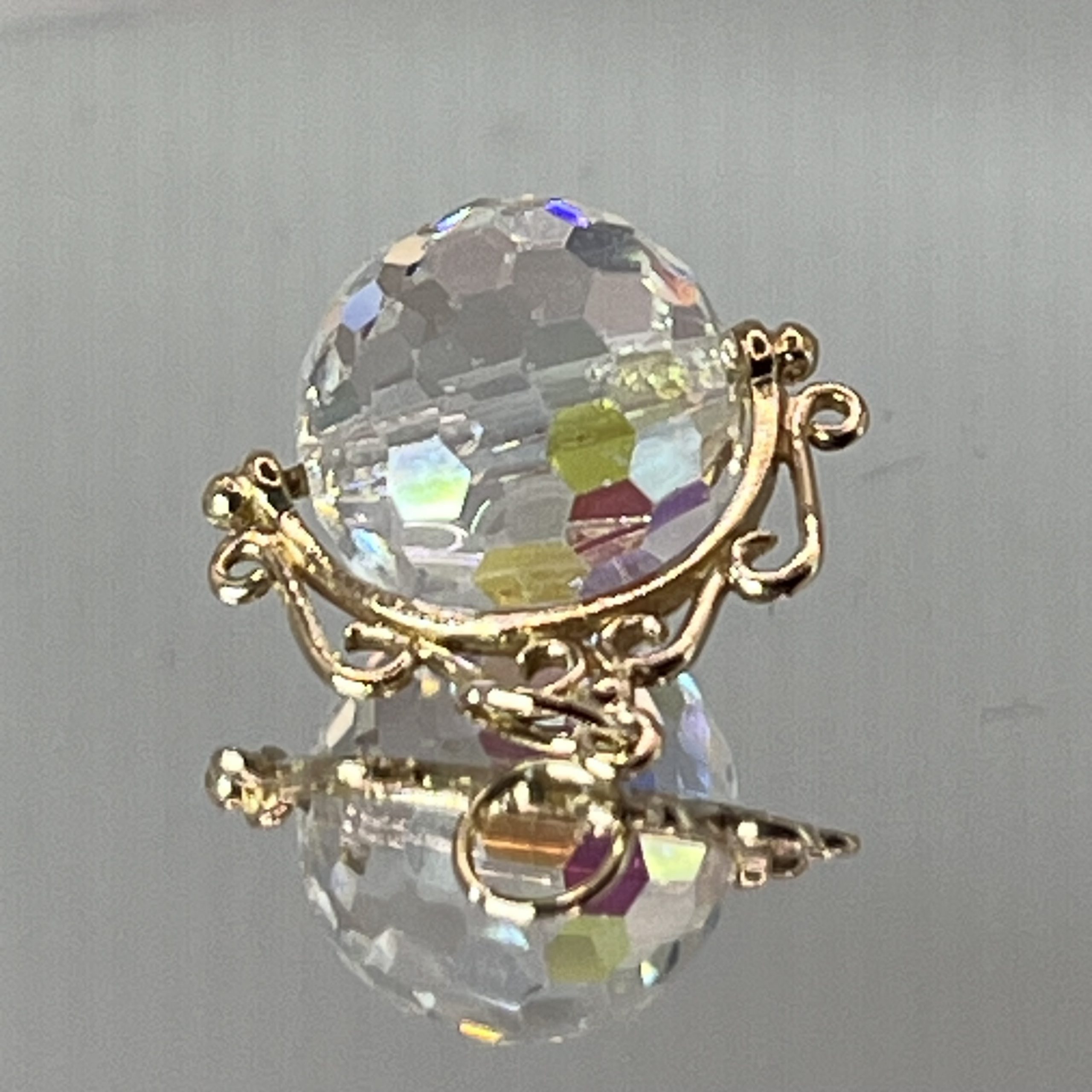 9ct Yellow Gold Small Disco Ball Pendant Charm Pre Owned