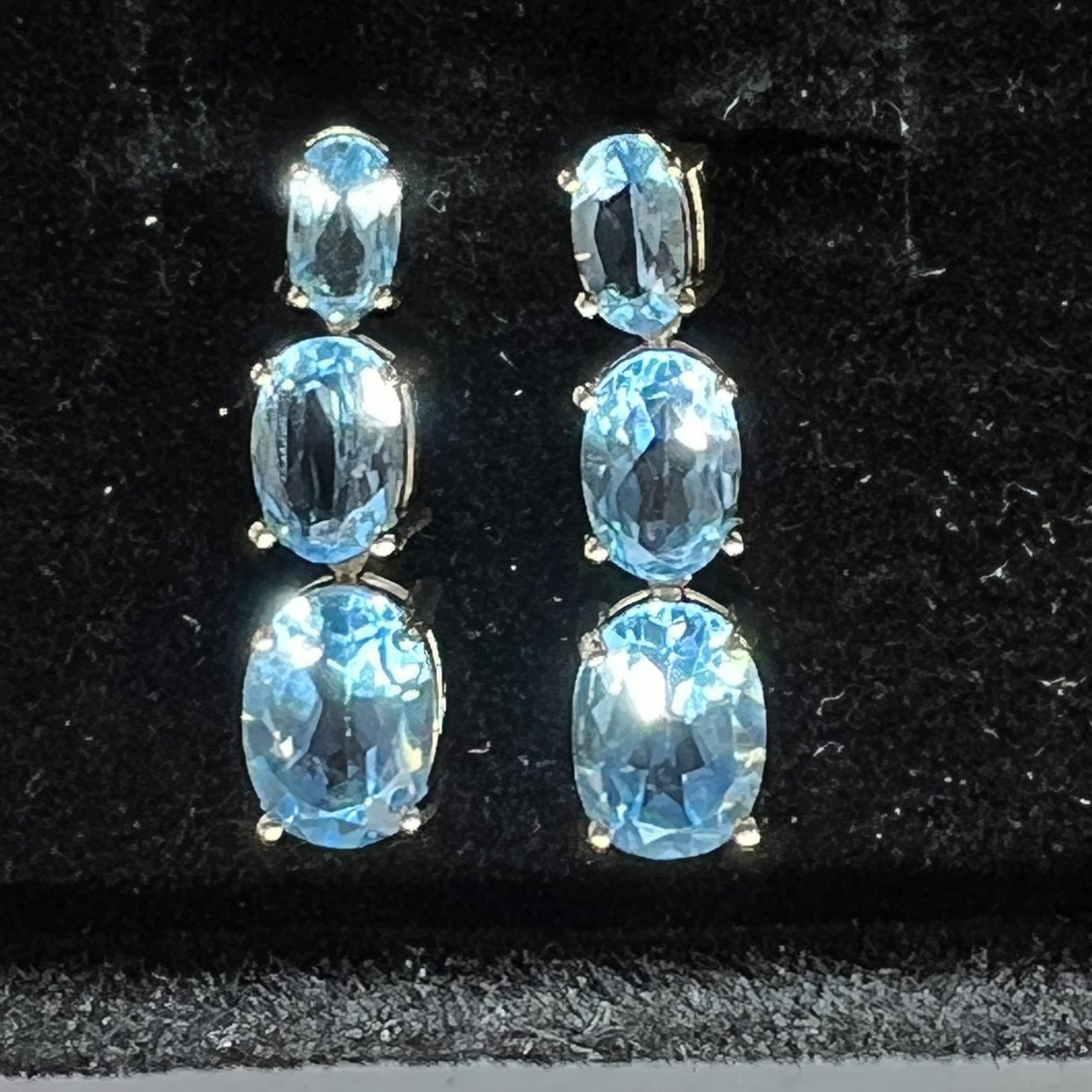 9ct Gold Aquamarine Dangle/Drop Earrings Pierced Ears Pre Owned - Image 4