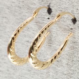 9ct Gold Hoop Earrings Hinge Closure Pre Owned Pierced Ears