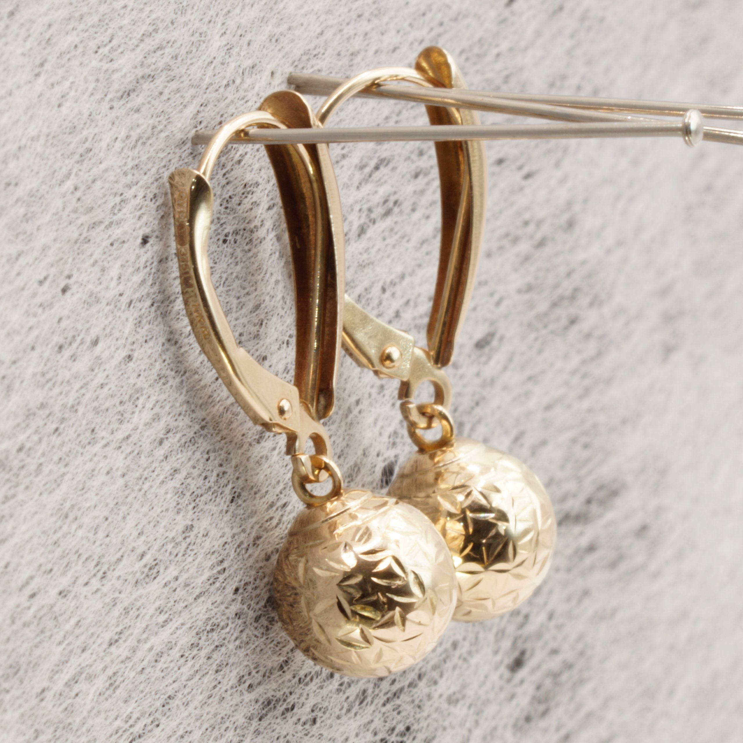 9ct Gold Ball Dangle Earrings Pierced Ears Hallmark Pre Owned - Image 3