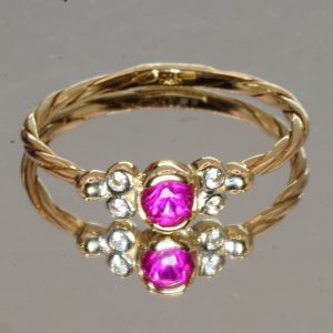14ct Gold Ruby Diamond Ring Hallmark UK Size P Pre Owned