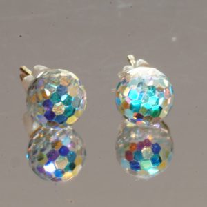9ct Gold Disco Ball Single Stud Earrings Pierced Ears Pre Owned