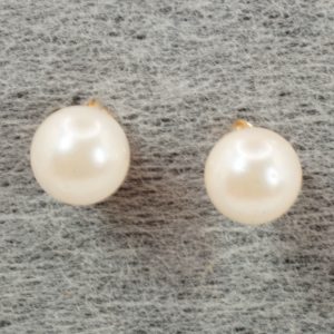 9ct Gold Pearl Stud Earrings Hallmark Pierced Ears Pre Owned