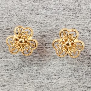 9ct Yellow Gold Stud Shamrock Earrings Hallmark Pre Owned