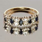 9ct Gold Blue Topaz Eternity Ring Hallmark UK Size K Pre Owned