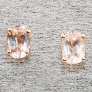 9ct Rose Gold Rose Quartz Stud Earrings Pierced Ears Pre Owned