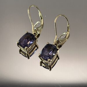 9ct Gold Amethyst Dangle Drop Earrings Pierced Ears Pre Owned