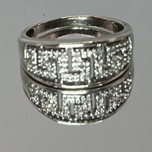 9ct White Gold Multi Diamond Ring Hallmark UK Size P Pre Owned