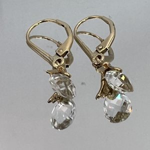 9ct Gold Dangle Drop Earrings Pierced Ears Hallmark Pre Owned