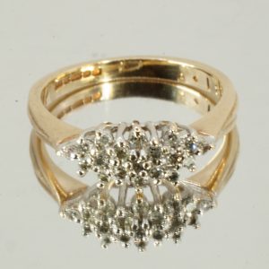 9ct Gold Diamond Cluster Ring Hallmark UK Size J1/2 Pre Owned