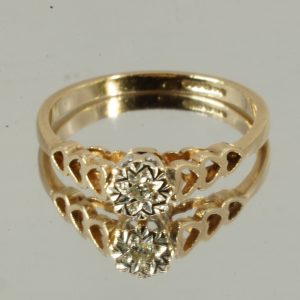 9ct Gold Diamond Solitaire Heart Ring UK Size M1/2 Pre Owned