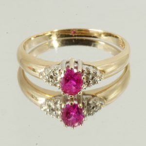 9ct Gold Ruby Multi Diamond Ring Hallmark UK Size Q Pre Owned