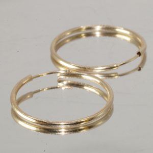 9ct Gold Classic Sleeper Hoop Earrings Pierced Ears Pre Owned