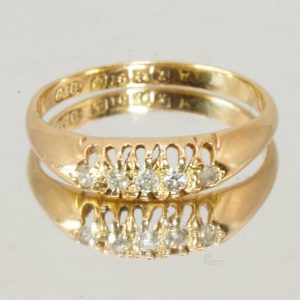 18ct Gold Diamond Ring Stacking Hallmark UK Size M Pre Owned