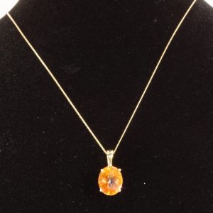 9ct Gold 20 Inch Chain Necklace Mystic Topaz Pendant Pre Owned
