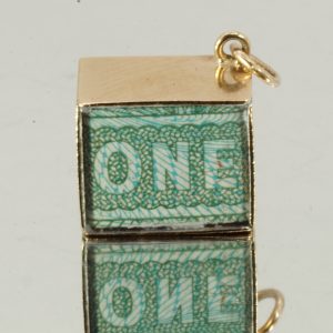 9ct Yellow Gold £1 Note Charm Pendant Hallmark Pre Owned 383