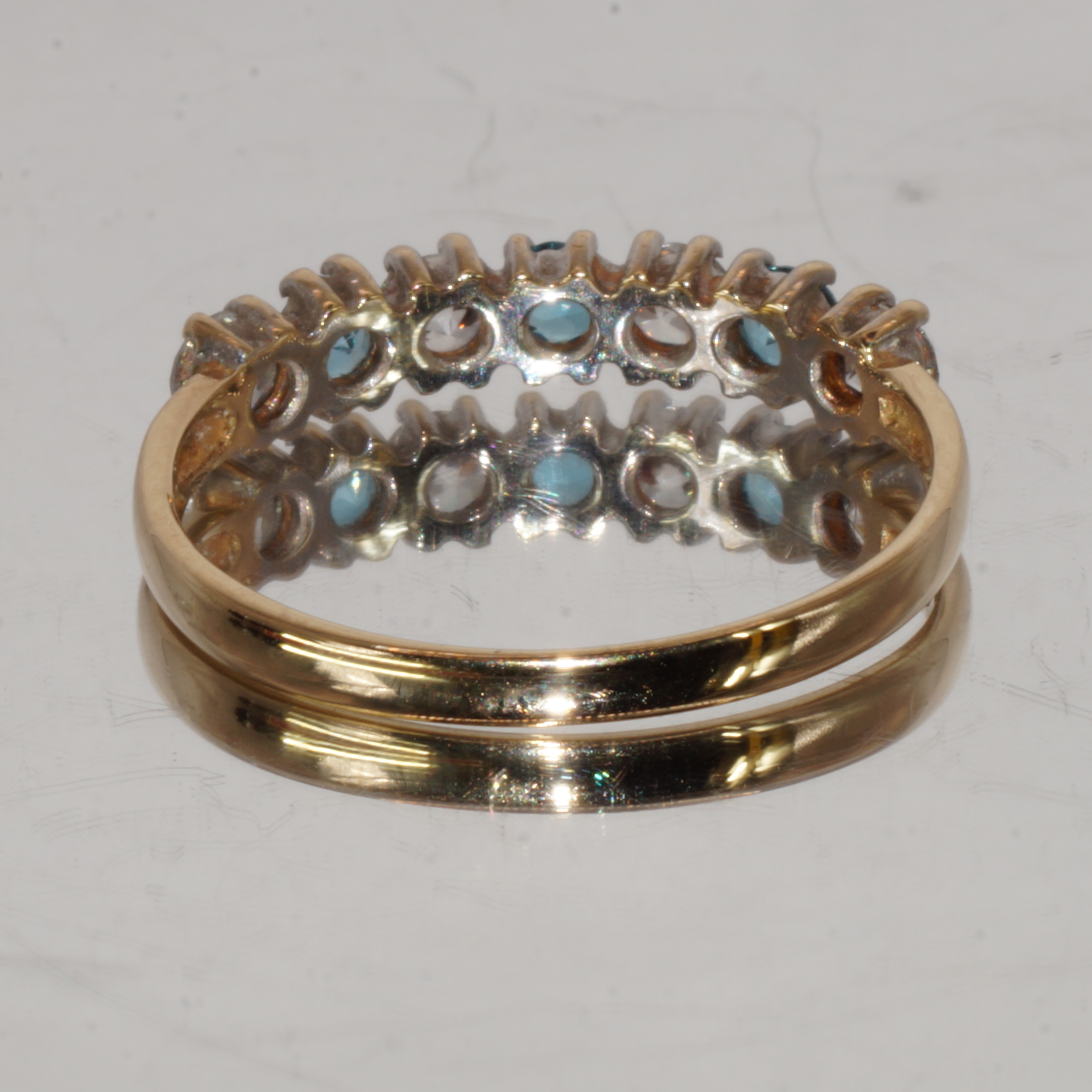9ct Gold Aquamarine Eternity Ring Hallmark UK Size M Pre Owned - Image 4