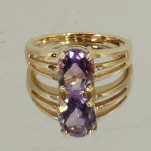 9ct Gold Solitaire Amethyst Ring Hallmark UK Size M1/2 PreOwned