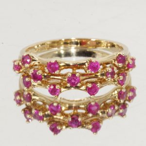 9ct Gold Multi Ruby Ring Hallmark UK Ring Size Q1/2 Pre Owned
