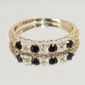 9ct Gold Tourmaline Diamond Ring UK Size Q1/2 Pre Owned