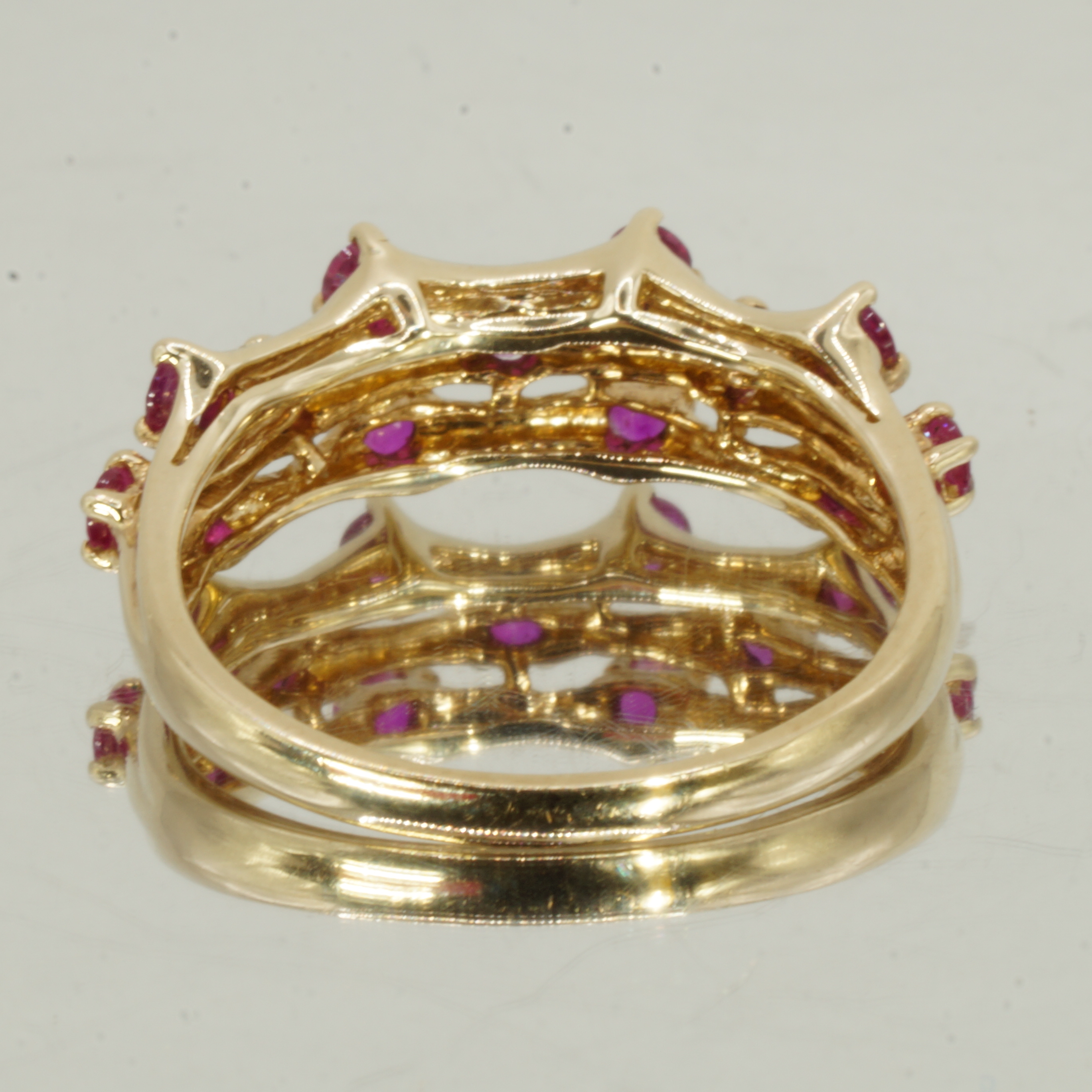 9ct Gold Multi Ruby Ring Hallmark UK Ring Size Q1/2 Pre Owned - Image 4