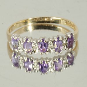 9ct Gold Amethyst Diamond Ring Hallmark UK Size L Pre Owned