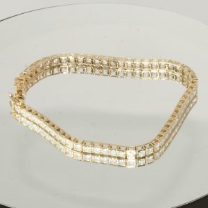 9ct Yellow Gold CZ Tennis Bracelet 9.8grams Hallmark Pre Owned