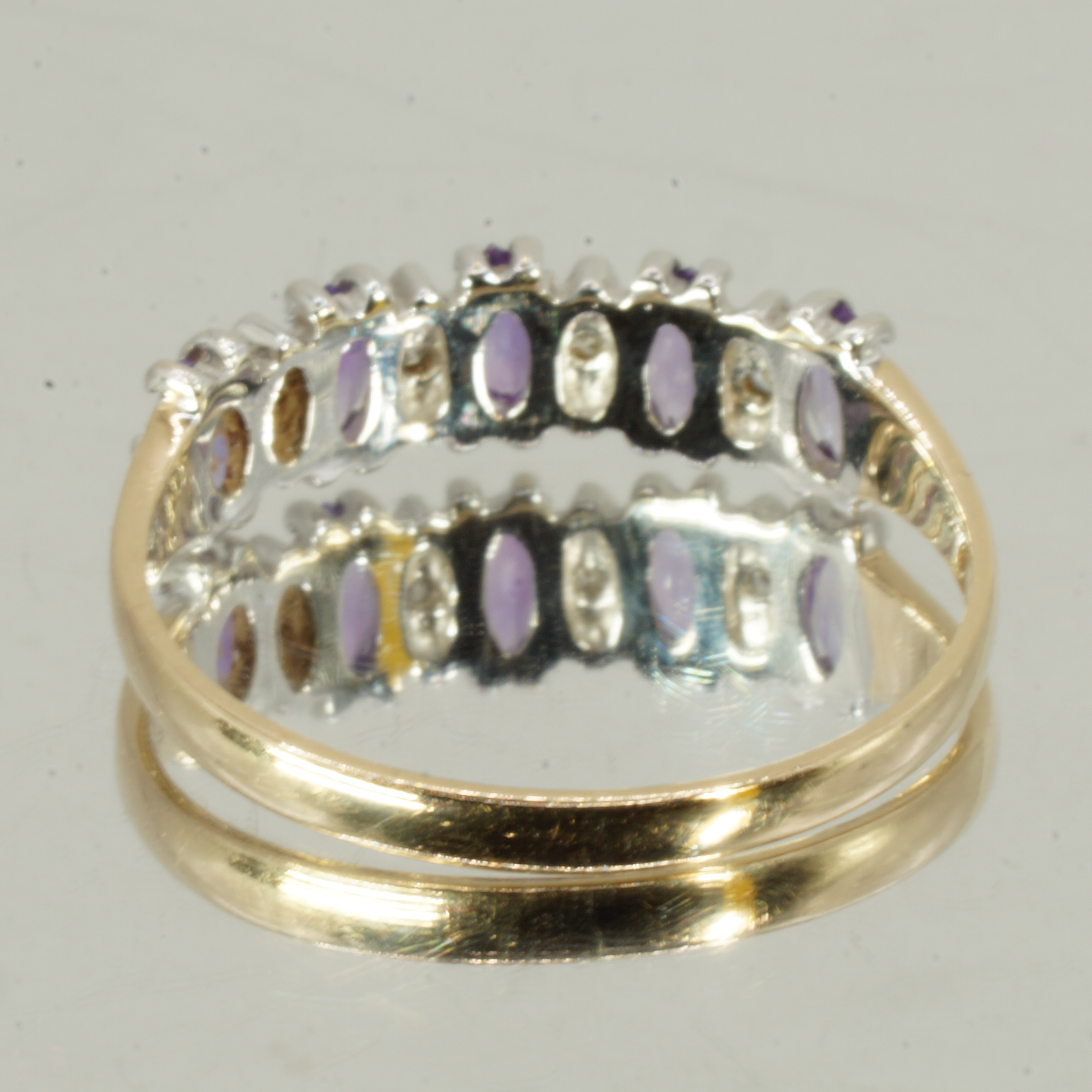 9ct Gold Amethyst Diamond Ring Hallmark UK Size L Pre Owned - Image 4
