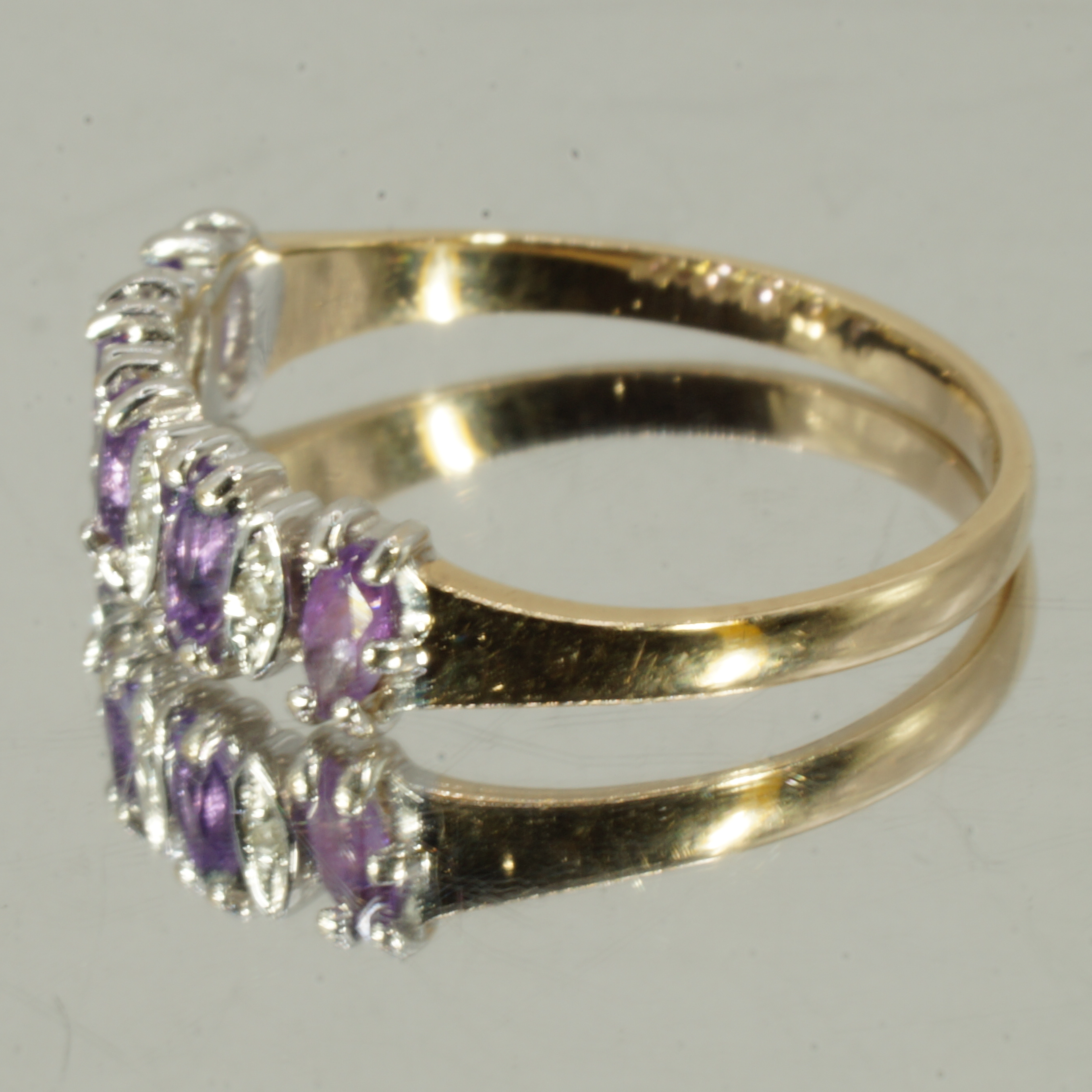 9ct Gold Amethyst Diamond Ring Hallmark UK Size L Pre Owned - Image 2