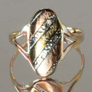 9ct Multi Tri Gold Large Ring Hallmark UK Size O Pre Owned 403