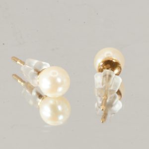 9ct Gold Pearl Stud Earrings Hallmark Pierced Ears Pre Owned